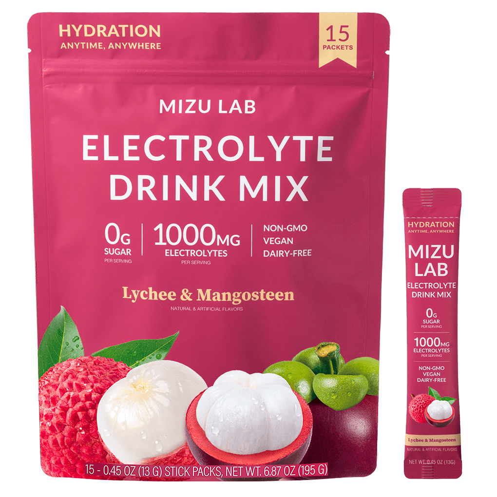 Mizu Lab's Lychee & Mangosteen Electrolyte Drink Mix