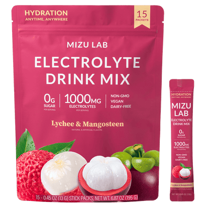 Mizu Lab's Lychee & Mangosteen Electrolyte Drink Mix